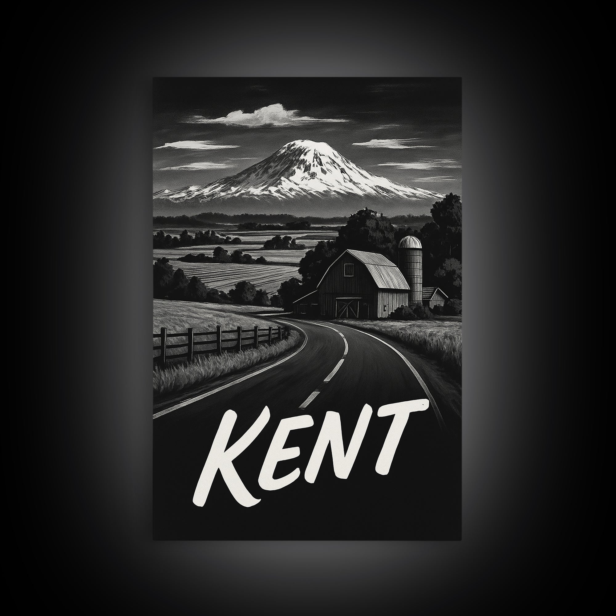 Kent Travel Poster, Canvas Print, Black And White Travel Art, Kent Art Print, Fine Art Print, Travel Art Print, Vintage Travel Art