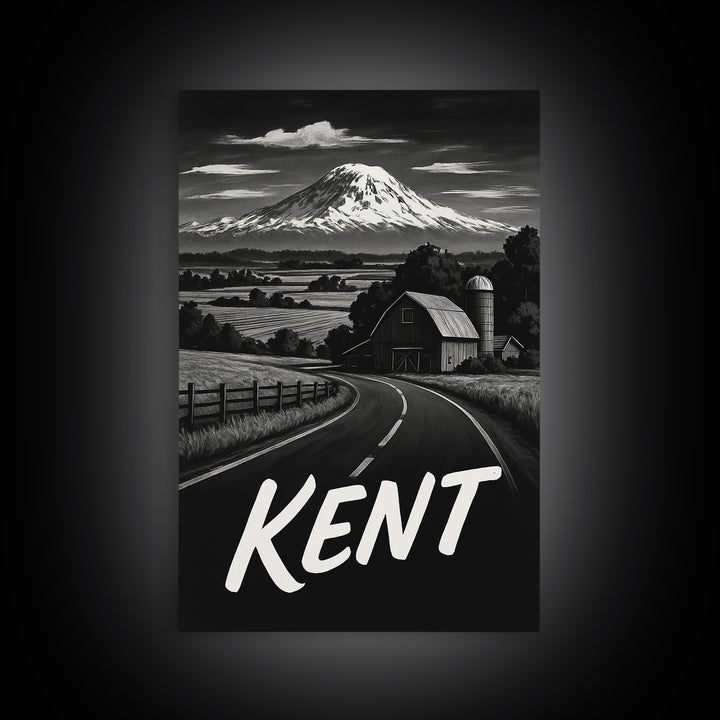 Kent Travel Poster, Canvas Print, Black And White Travel Art, Kent Art Print, Fine Art Print, Travel Art Print, Vintage Travel Art
