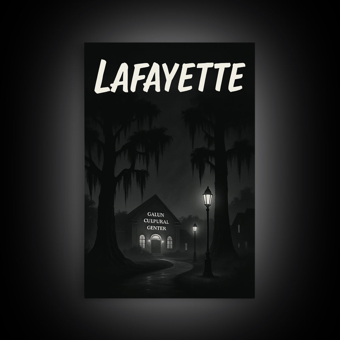 Lafayette Louisiana Travel Poster, Canvas Print, Night Street Poster Art, Lafayette City Art, Travel Poster Set, City Poster, Art Print