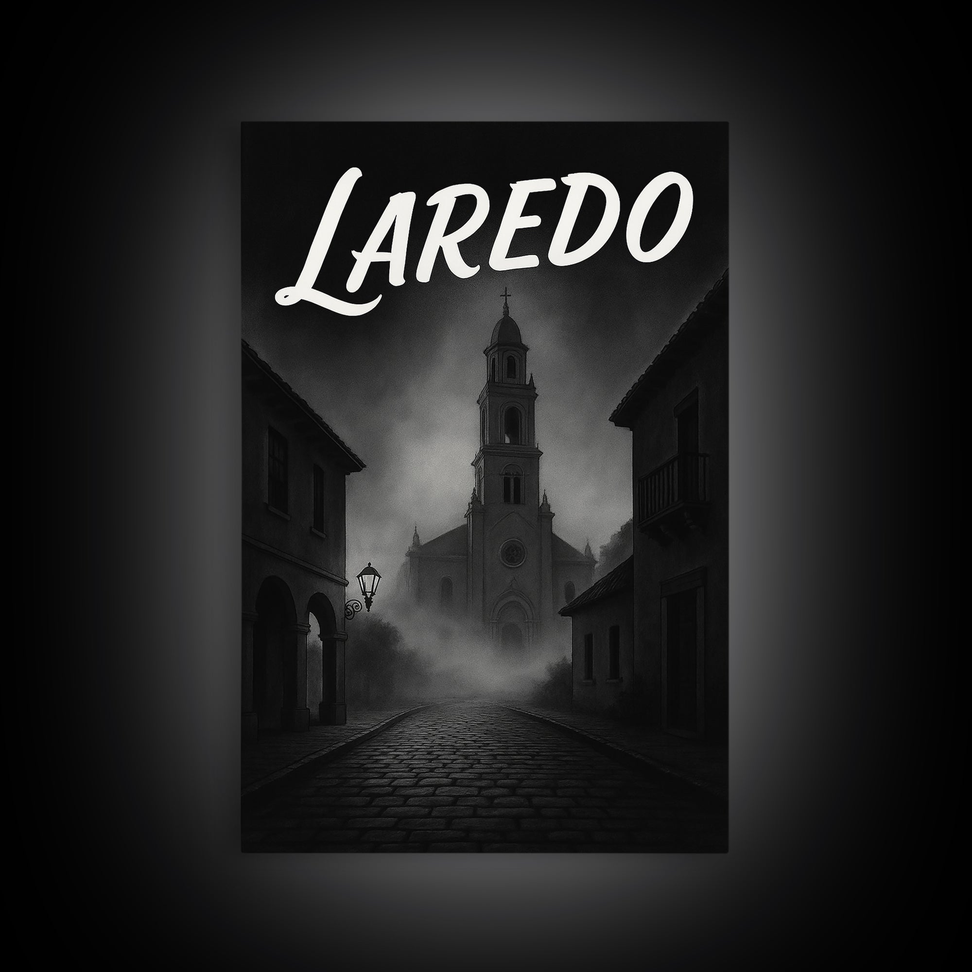 Laredo Texas Travel Poster, Framed Canvas Print, Night Street Poster Art, Laredo City Art, Modern Wall Decor, Fine Art Print, City Art Print