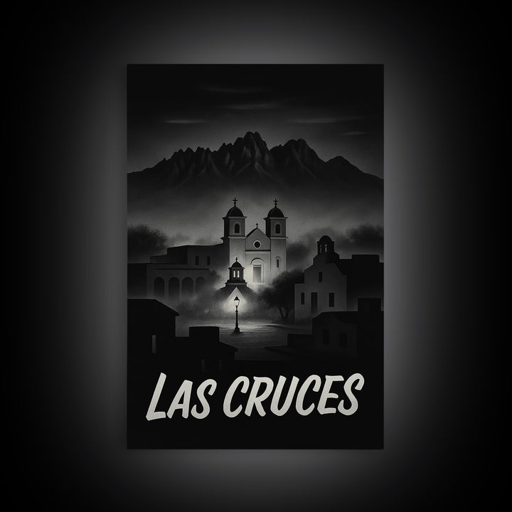 Las Cruces New Mexico Travel Poster, Canvas Print, Black And White Travel Art, Las Cruces Art Print, Travel Print, Vintage Travel Art