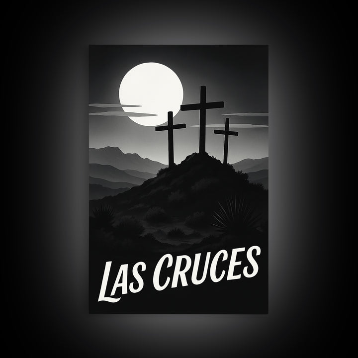 Las Cruces Travel Poster, Framed Canvas Print, Black And White Travel Art, Las Cruces Poster Print, Wanderlust Decor, Fine Art Print