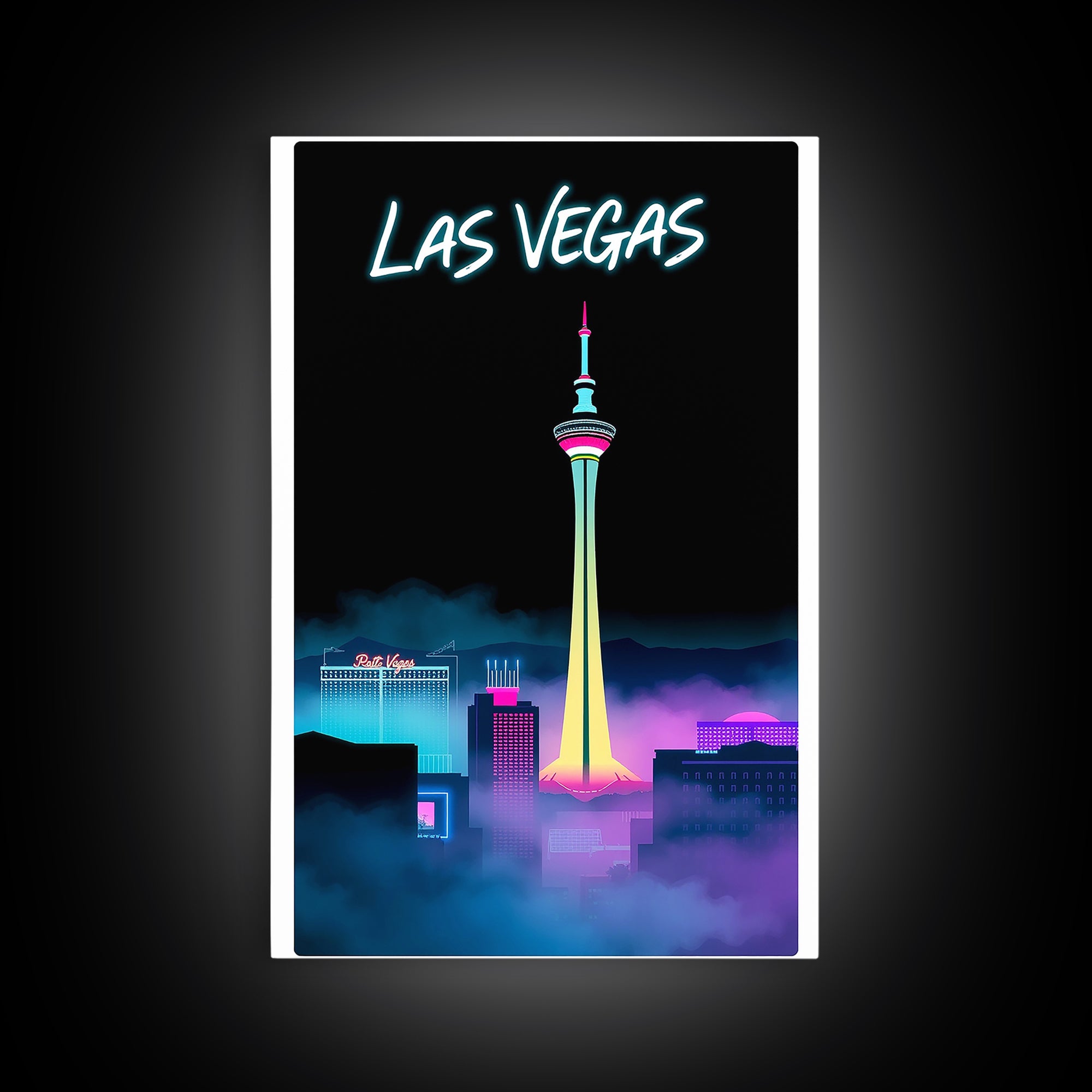 Las Vegas Travel Poster, Framed Canvas Print, Black And White Travel Art, Las Vegas Art Print, Eclectic Wall Decor, Travel Poster Art