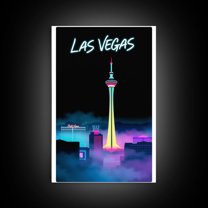 Las Vegas Travel Poster, Framed Canvas Print, Black And White Travel Art, Las Vegas Art Print, Eclectic Wall Decor, Travel Poster Art