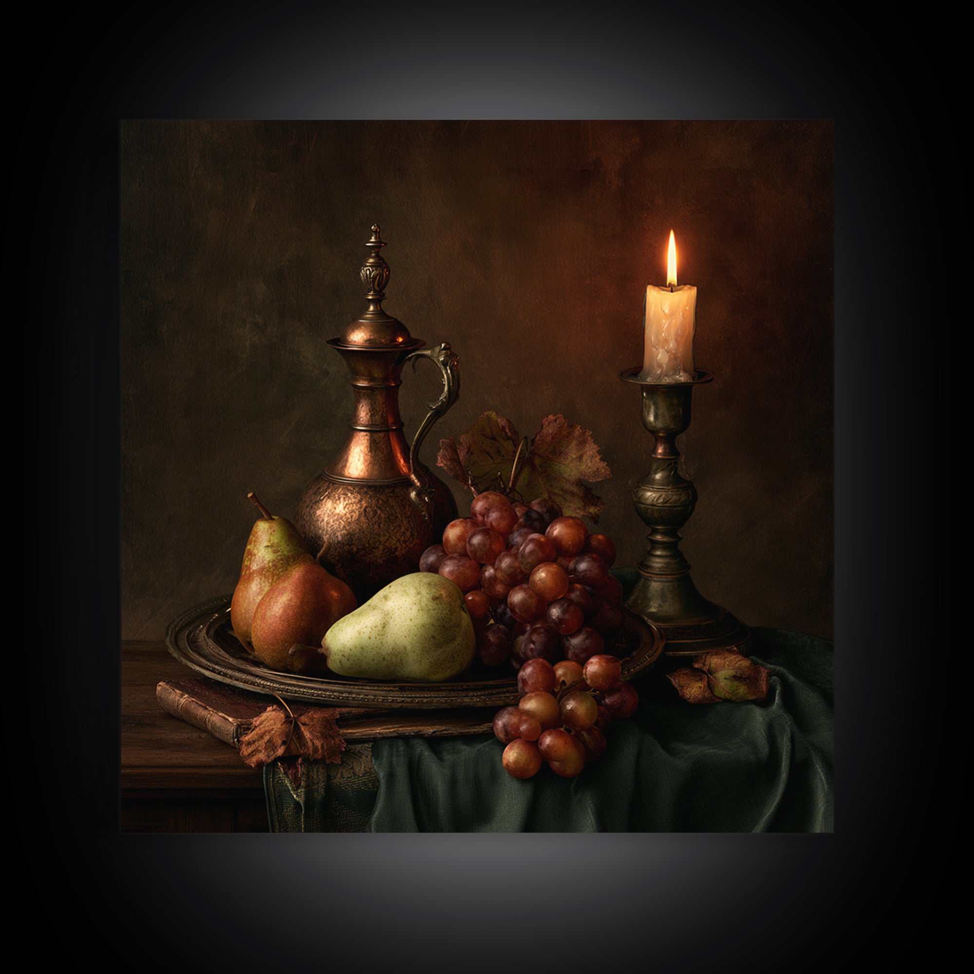 Classical Fruit Still Life Framed Canvas Print, Dining Room Art, 3 Piece Wall Art, Dining Room Decor, Fine Art, Dining, DRA-1x1-1