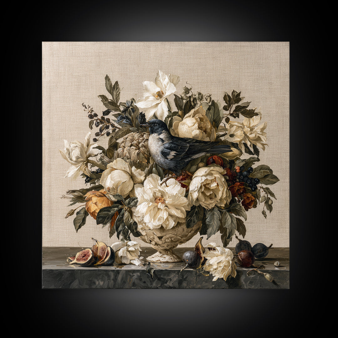 Classic Dutch Feast Arrangement Canvas Print, Dining Room Art, Digital Print, Dining Room Decor, Watercolor Art, Dining, DRA-1x1-19