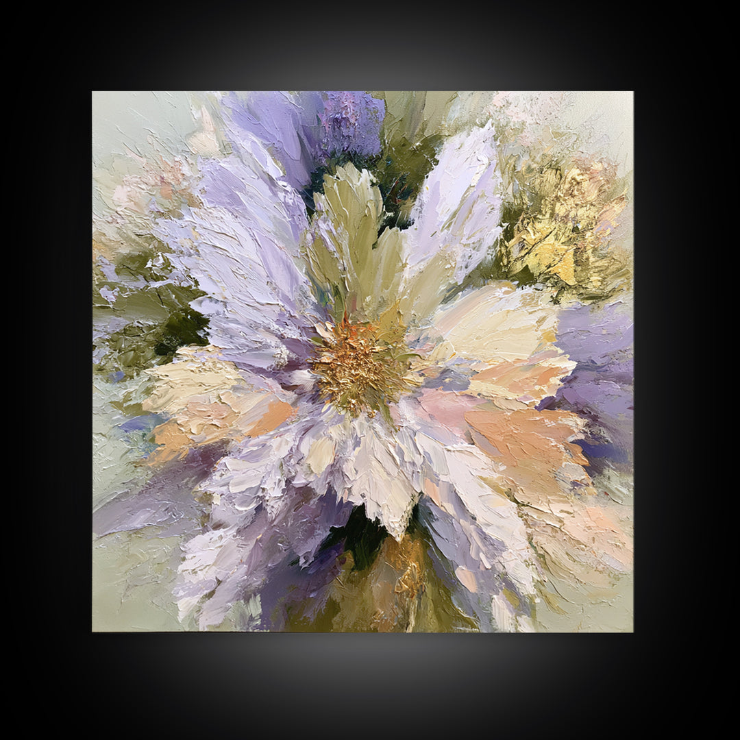Large Floral Centerpiece Framed Canvas Print, Dining Room Art, Kitchen Art, Dining Room Decor, Oil Painting, Dining, DRA-1x1-2