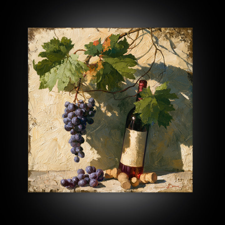 Botanical Grapevine with Leaves and Fruit Canvas Print, Dining Room Art, Bedroom Wall Art, Dining Room Decor, Dining, DRA-1x1-21