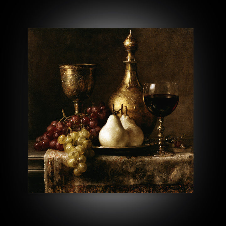 Classical Fruit Still Life Canvas Print, Dining Room Art, Kitchen Prints, Dining Room Decor, Fine Art, Dining, Art Print, DRA-1x1-25