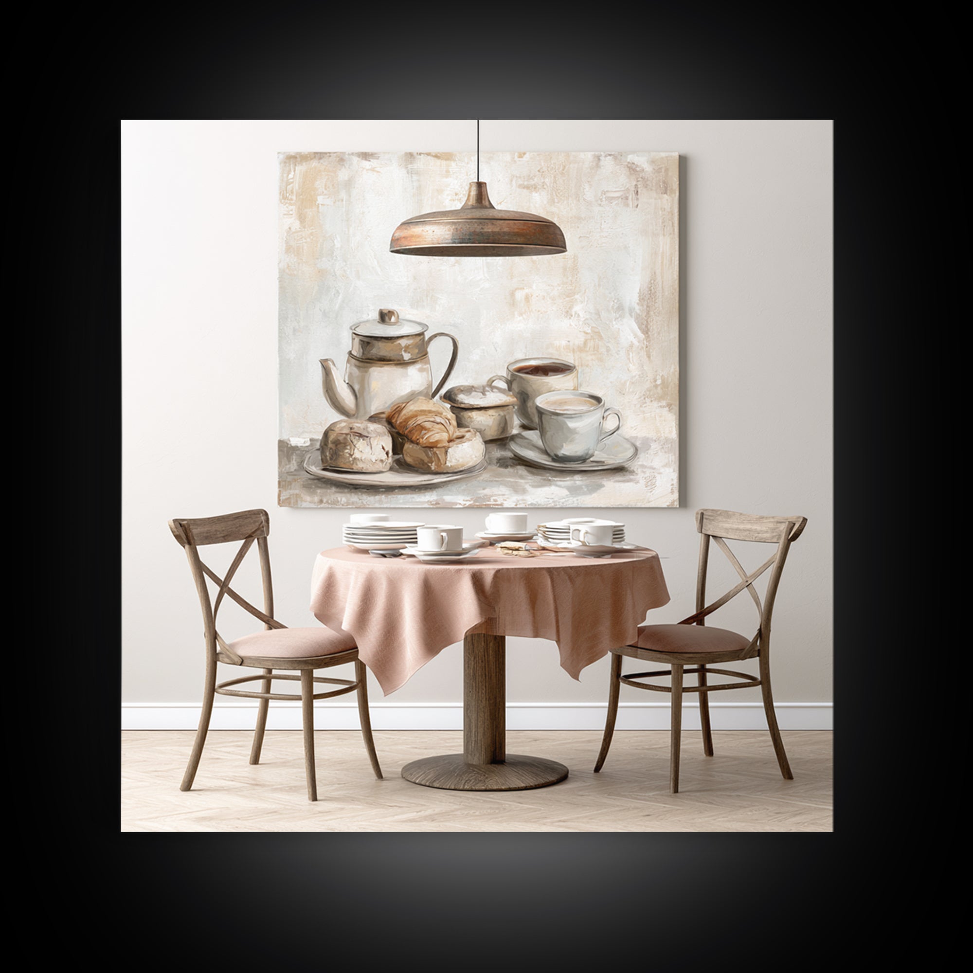 French Bistro Food Illustration Without Text Canvas Print, Dining Room Art, Set of 3 Prints, Dining Room Decor, Dining, DRA-1x1-34