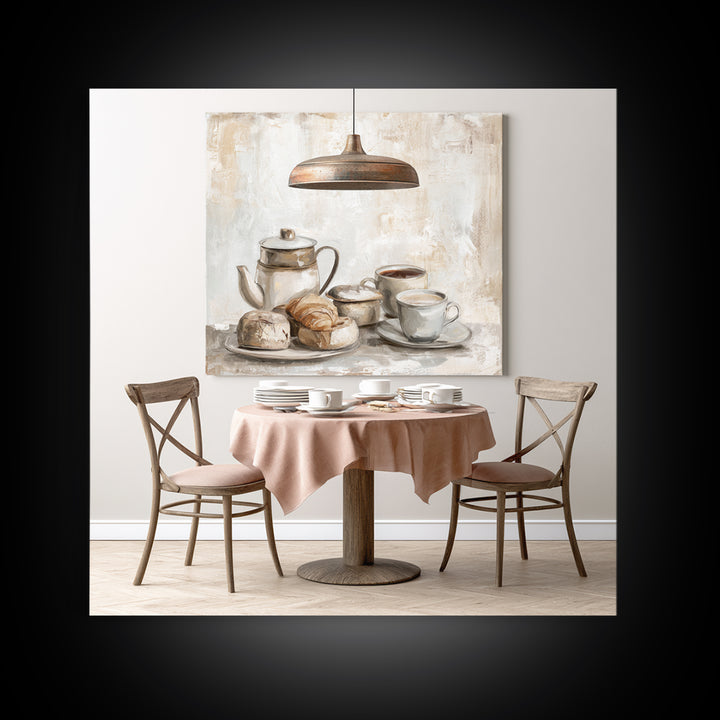 French Bistro Food Illustration Without Text Canvas Print, Dining Room Art, Set of 3 Prints, Dining Room Decor, Dining, DRA-1x1-34