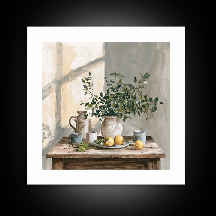 Sunlit Farmhouse Table Objects Without Room View Canvas Print, Dining Room Art, Coastal Wall Art, Dining Room Decor, Dining, DRA-1x1-41