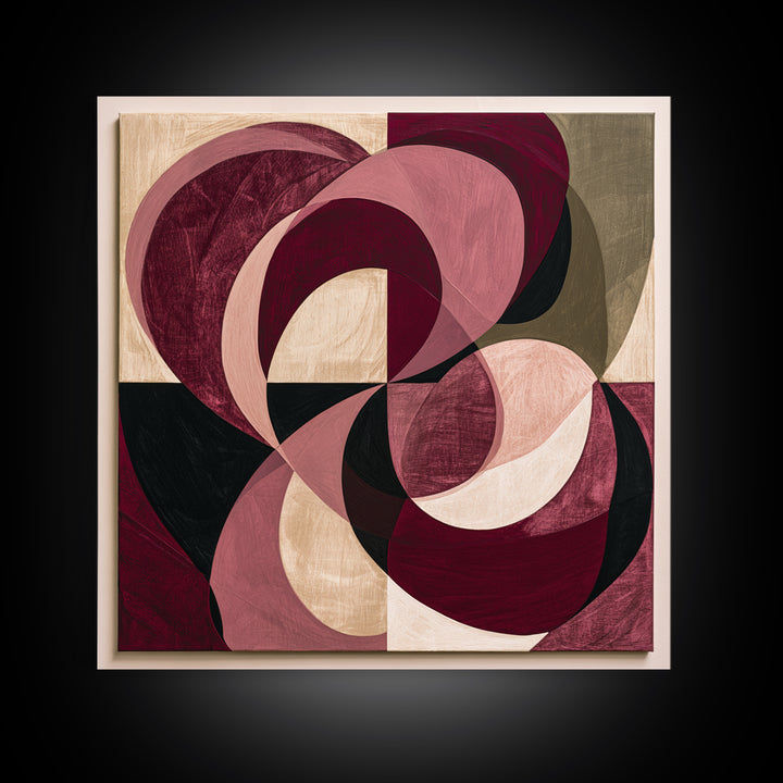 Abstract Red Wine Swirl Framed Canvas Print, Dining Room Art, Modern Wall Art, Dining Room Decor, Dining, Gallery Decor, DRA-1x1-42