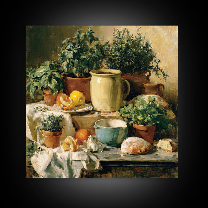 Modern Kitchen Herbs Canvas Print, Dining Room Art, Fine Art Print, Dining Room Decor, Fine Art, Dining, Fall Decor, DRA-1x1-81