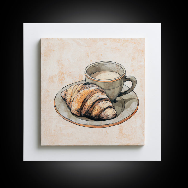 French Bistro Food Illustration Without Text Canvas Print, Dining Room Art, Trendy Wall Art, Dining Room Decor, Oil Painting, DRA-1x1-82