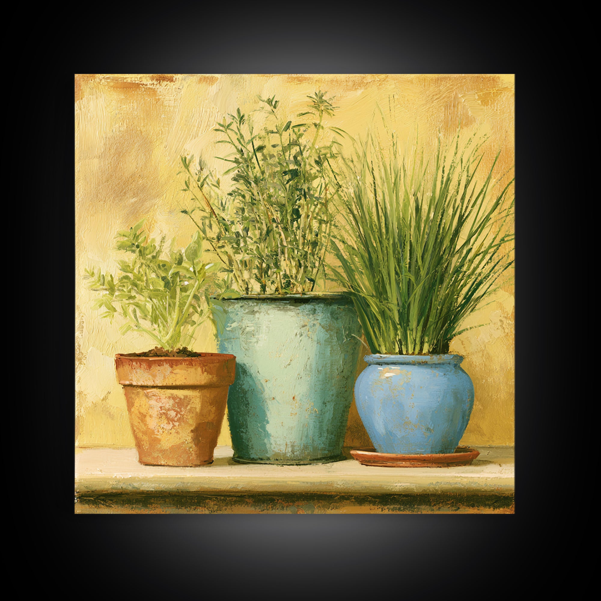 Modern Kitchen Herbs Canvas Print, Dining Room Art, Kitchen Wall Decor, Dining Room Decor, Fine Art, Dining, Statement Artwork, DRA-1x1-9