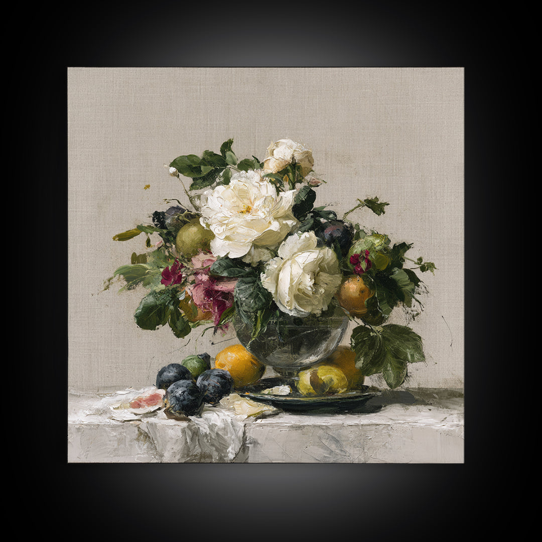 Classic Dutch Feast Arrangement Canvas Print, Dining Room Art, Fine Art Print, Dining Room Decor, Fine Art, Dining, Fall Decor, DRA-1x1-91