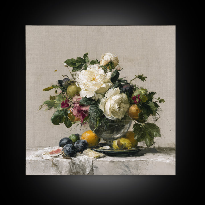Classic Dutch Feast Arrangement Canvas Print, Dining Room Art, Fine Art Print, Dining Room Decor, Fine Art, Dining, Fall Decor, DRA-1x1-91