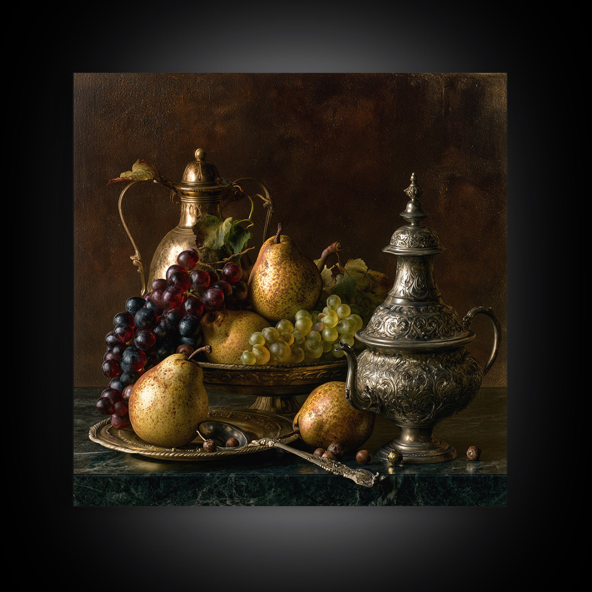 Classical Fruit Still Life Canvas Print, Dining Room Art, Luxury Decor, Dining Room Decor, Oil Painting, Dining, DRA-1x1-97