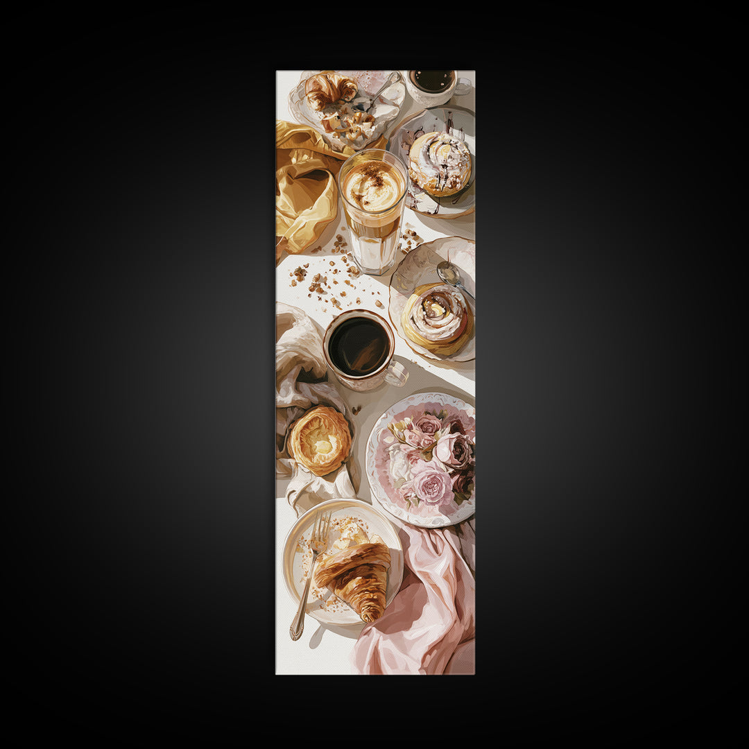 Coffee and Pastry Scene for Breakfast Nook Canvas Print, Dining Room Art, Modern Wall Art, Dining Room Decor, Fine Art, Dining, DRA-1x3-26