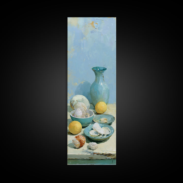 Shellfish and Lemon Still Life Canvas Print, Dining Room Art, Wall Decor, Dining Room Decor, Fine Art, Dining, Contemporary Art, DRA-1x3-28