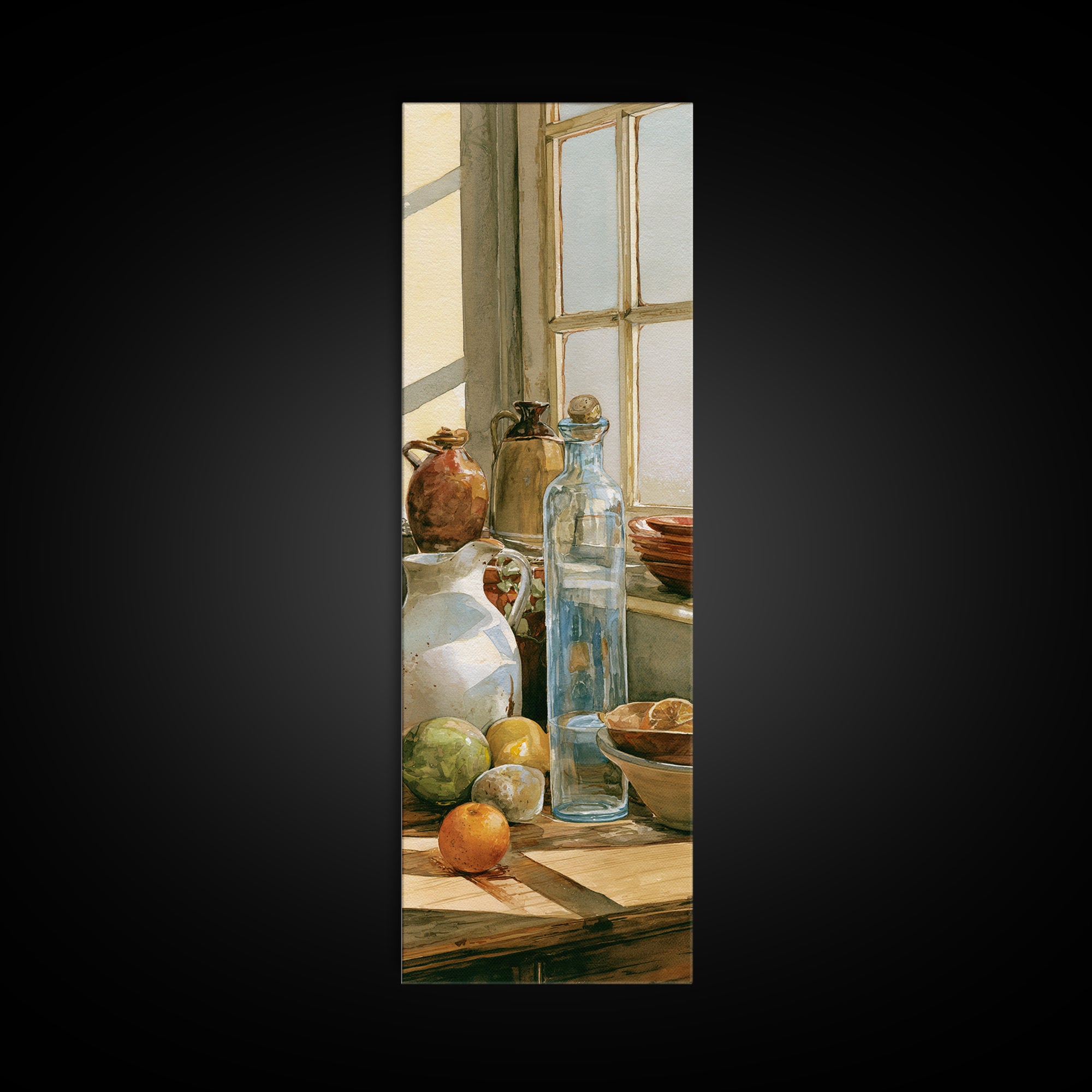 Sunlit Farmhouse Table Objects Without Room View Canvas Print, Dining Room Art, Coastal Decor, Dining Room Decor, Dining, DRA-1x3-29