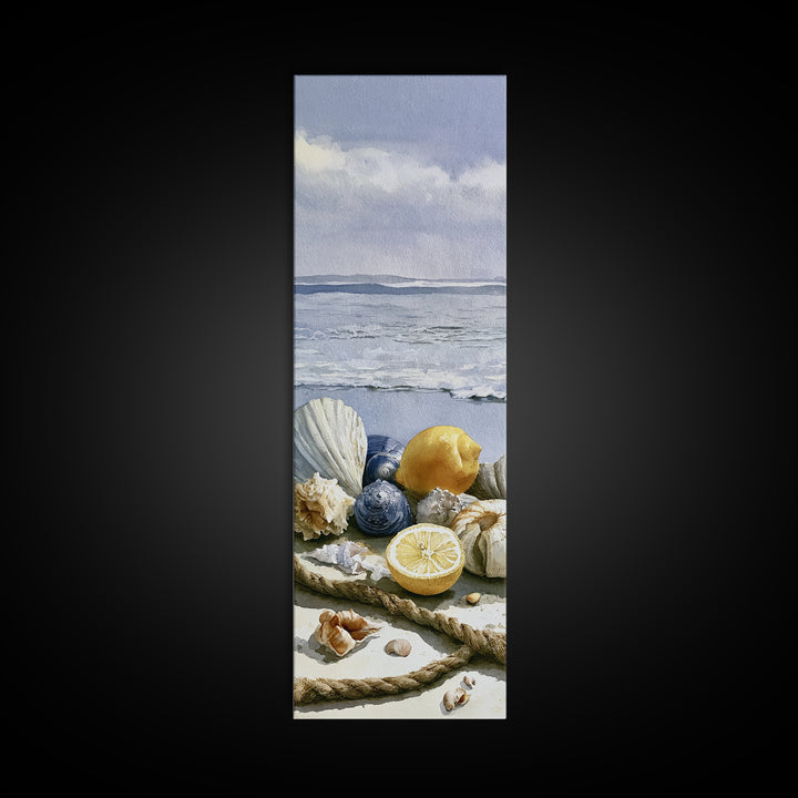 Shellfish and Lemon Still Life Framed Canvas Print, Dining Room Art, Coastal Decor, Dining Room Decor, Fine Art, Dining, DRA-1x3-4