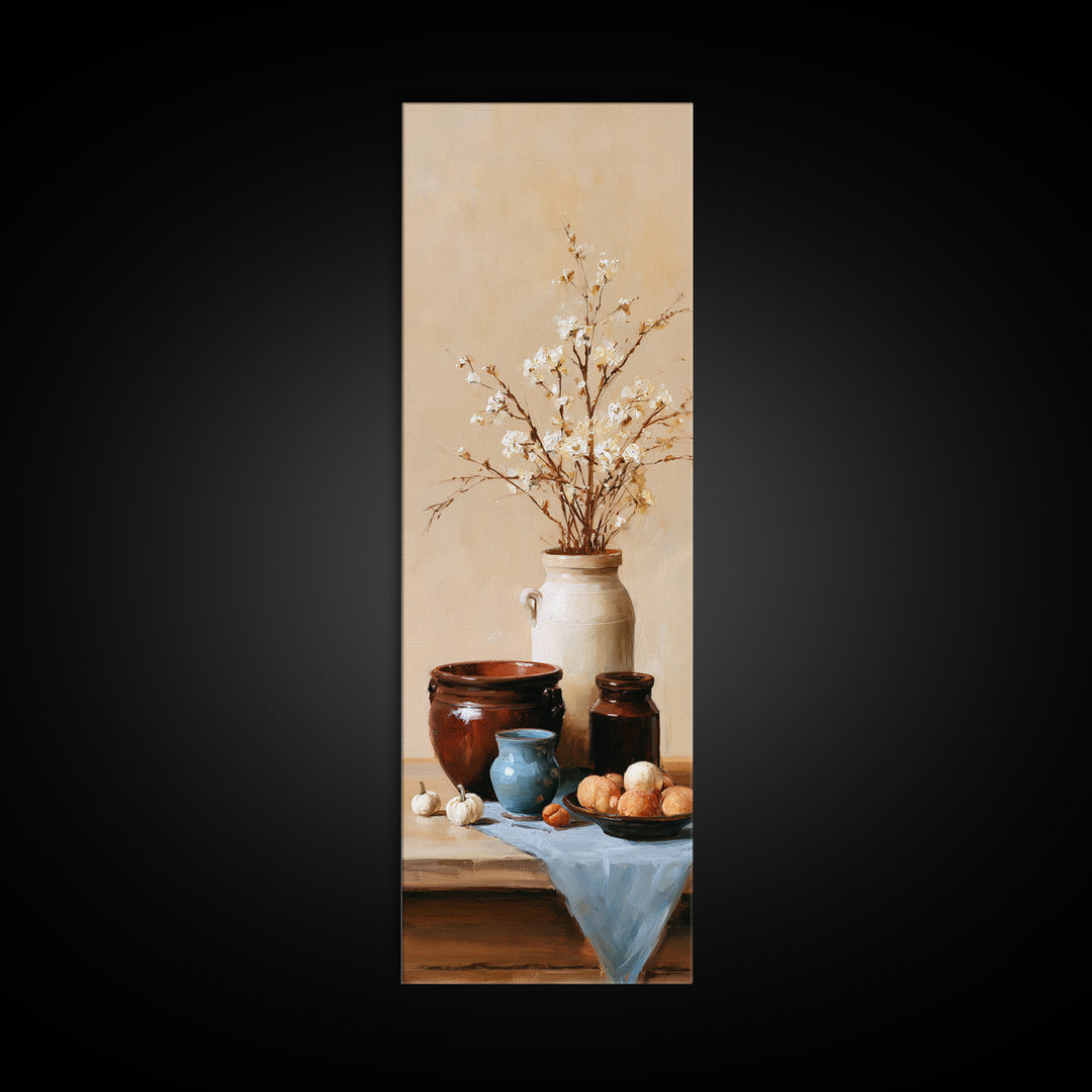 Sunlit Farmhouse Table Objects Without Room View Canvas Print, Dining Room Art, Bedroom Wall Art, Dining Room Decor, Dining, DRA-1x3-5