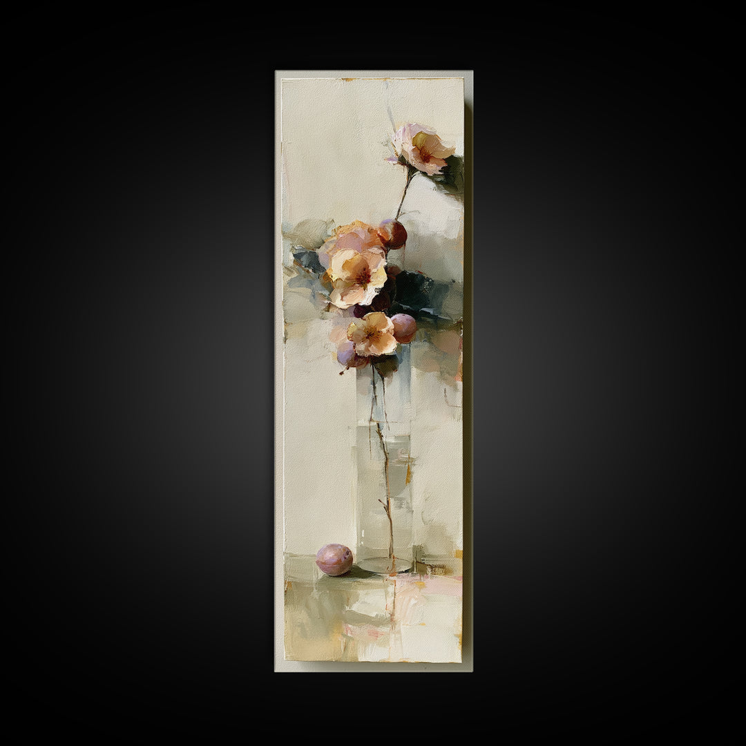 Peach and Plum Still Life Canvas Print, Dining Room Art, Contemporary Art, Dining Room Decor, Fine Art, Dining, Digital Print, DRA-1x3-56