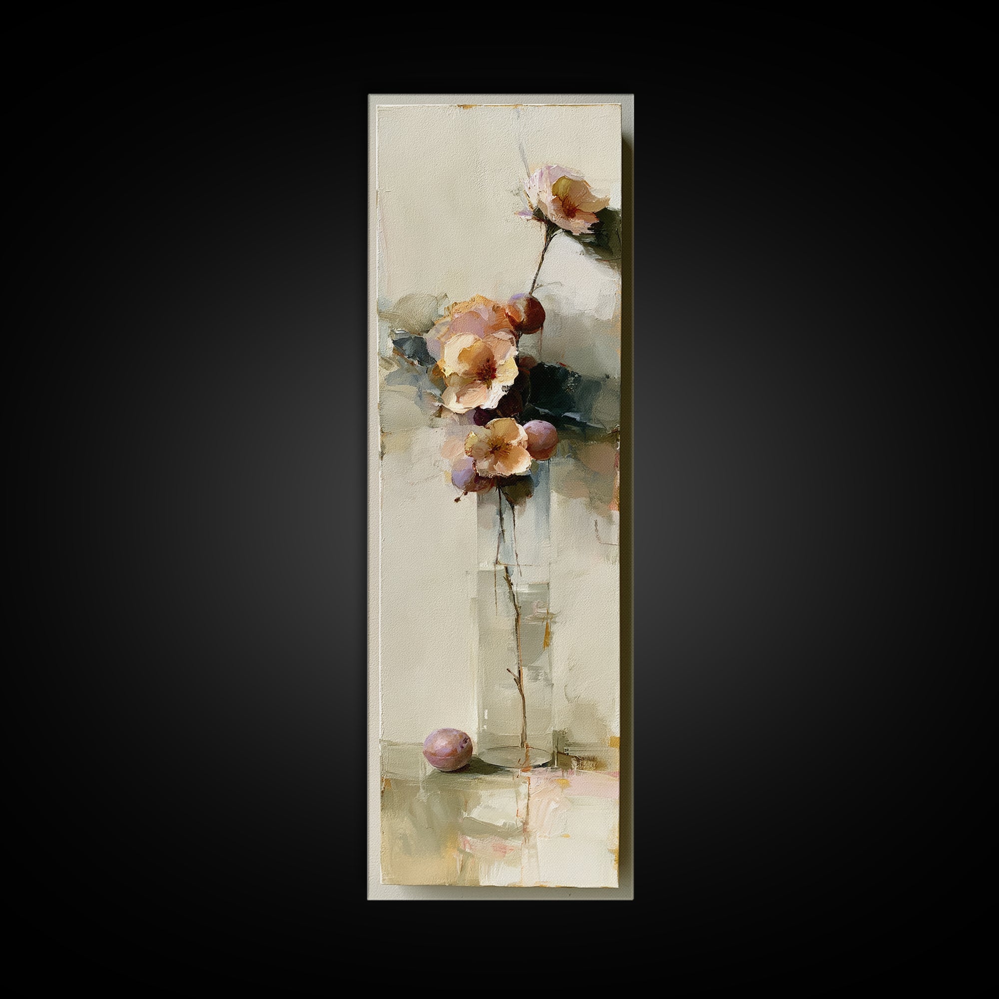 Peach and Plum Still Life Canvas Print, Dining Room Art, Contemporary Art, Dining Room Decor, Fine Art, Dining, Digital Print, DRA-1x3-56