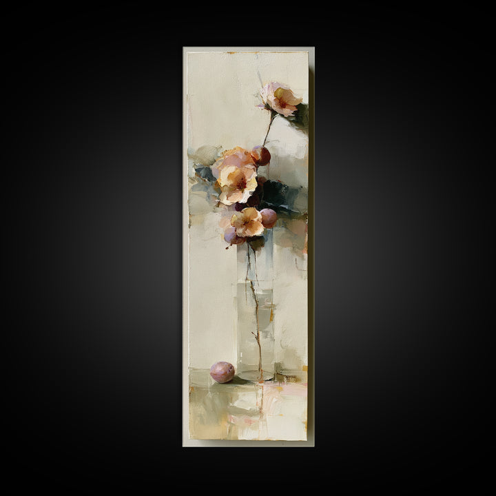 Peach and Plum Still Life Canvas Print, Dining Room Art, Contemporary Art, Dining Room Decor, Fine Art, Dining, Digital Print, DRA-1x3-56