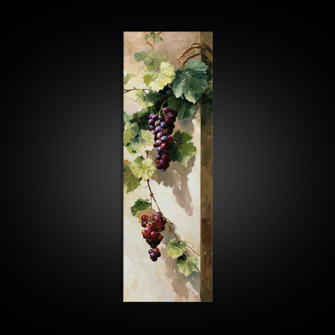 Botanical Grapevine with Leaves and Fruit Canvas Print, Dining Room Art, Kitchen Prints, Dining Room Decor, Fine Art, Dining, DRA-1x3-57