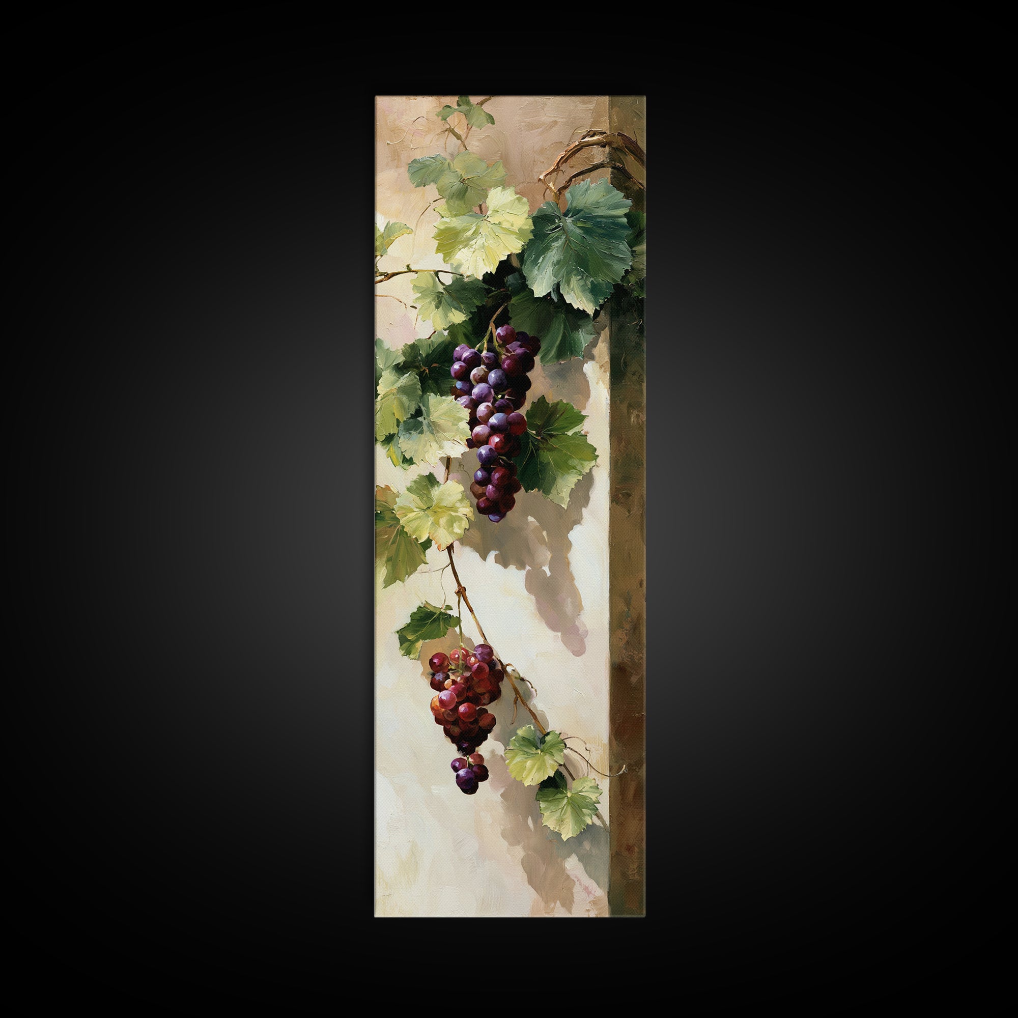 Botanical Grapevine with Leaves and Fruit Canvas Print, Dining Room Art, Kitchen Prints, Dining Room Decor, Fine Art, Dining, DRA-1x3-57