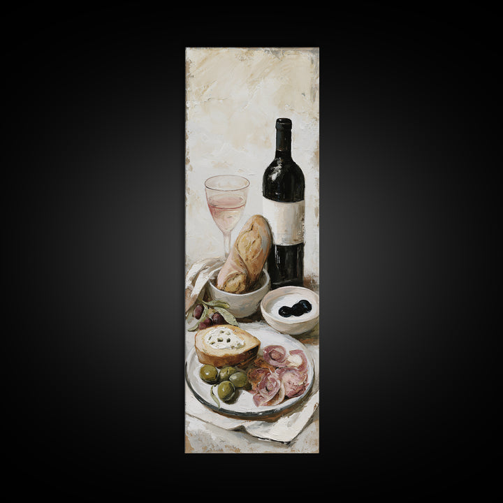 French Bistro Food Illustration Without Text Canvas Print, Dining Room Art, Kitchen Wall Decor, Dining Room Decor, Dining, DRA-1x3-70