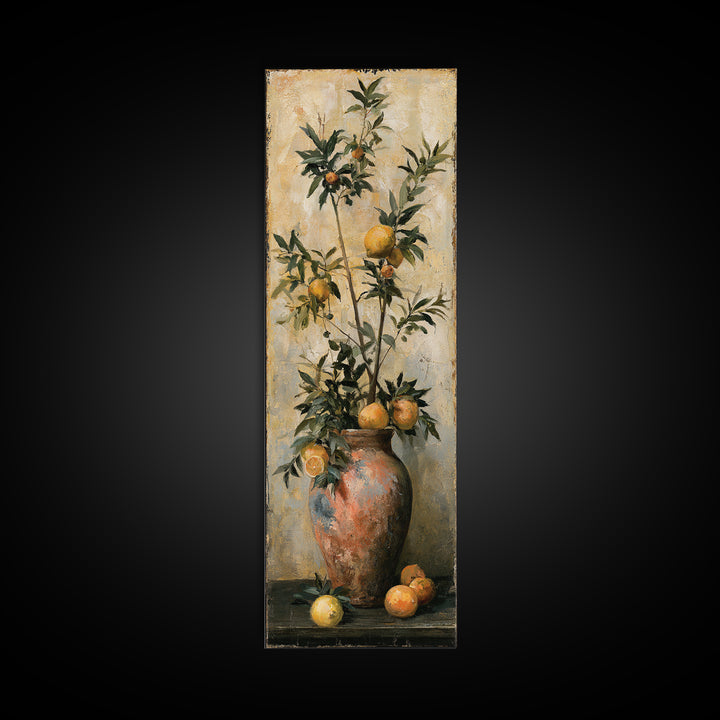 Mediterranean Olive Branch and Citrus Arrangement Canvas Print, Dining Room Art, Print, Dining Room Decor, Fine Art, Dining, DRA-1x3-72
