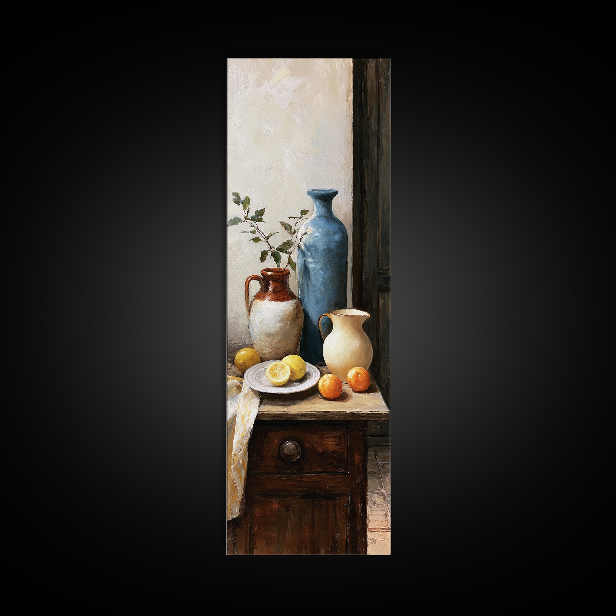 Sunlit Farmhouse Table Objects Without Room View Canvas Print, Dining Room Art, Wall Decor, Dining Room Decor, Fine Art, Dining, DRA-1x3-77
