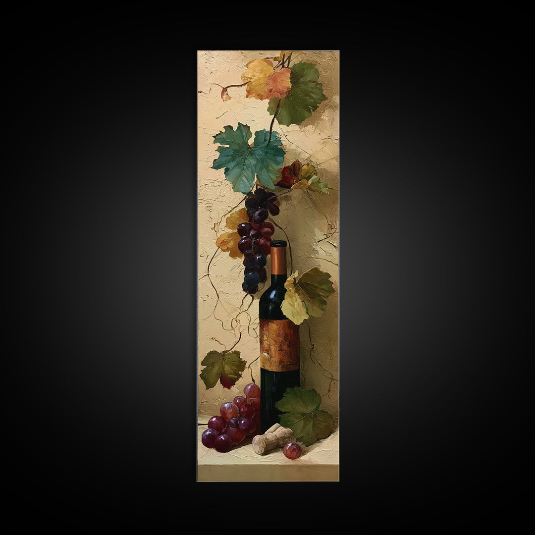 Botanical Grapevine with Leaves and Fruit Canvas Print, Dining Room Art, Large Wall Art, Dining Room Decor, Fine Art, Dining, DRA-1x3-81