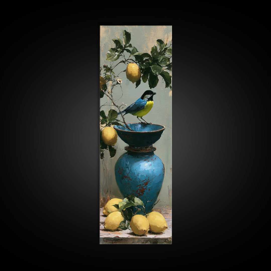 Italian Lemon Branch Canvas Print, Dining Room Art, Printable Art, Dining Room Decor, Watercolor Art, Dining, Coastal Wall Art, DRA-1x3-89