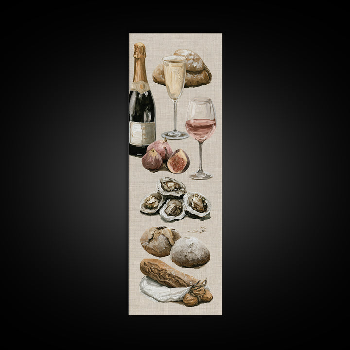 French Bistro Food Illustration Without Text Canvas Print, Dining Room Art, Food Art, Dining Room Decor, Fine Art, Dining, DRA-1x3-94