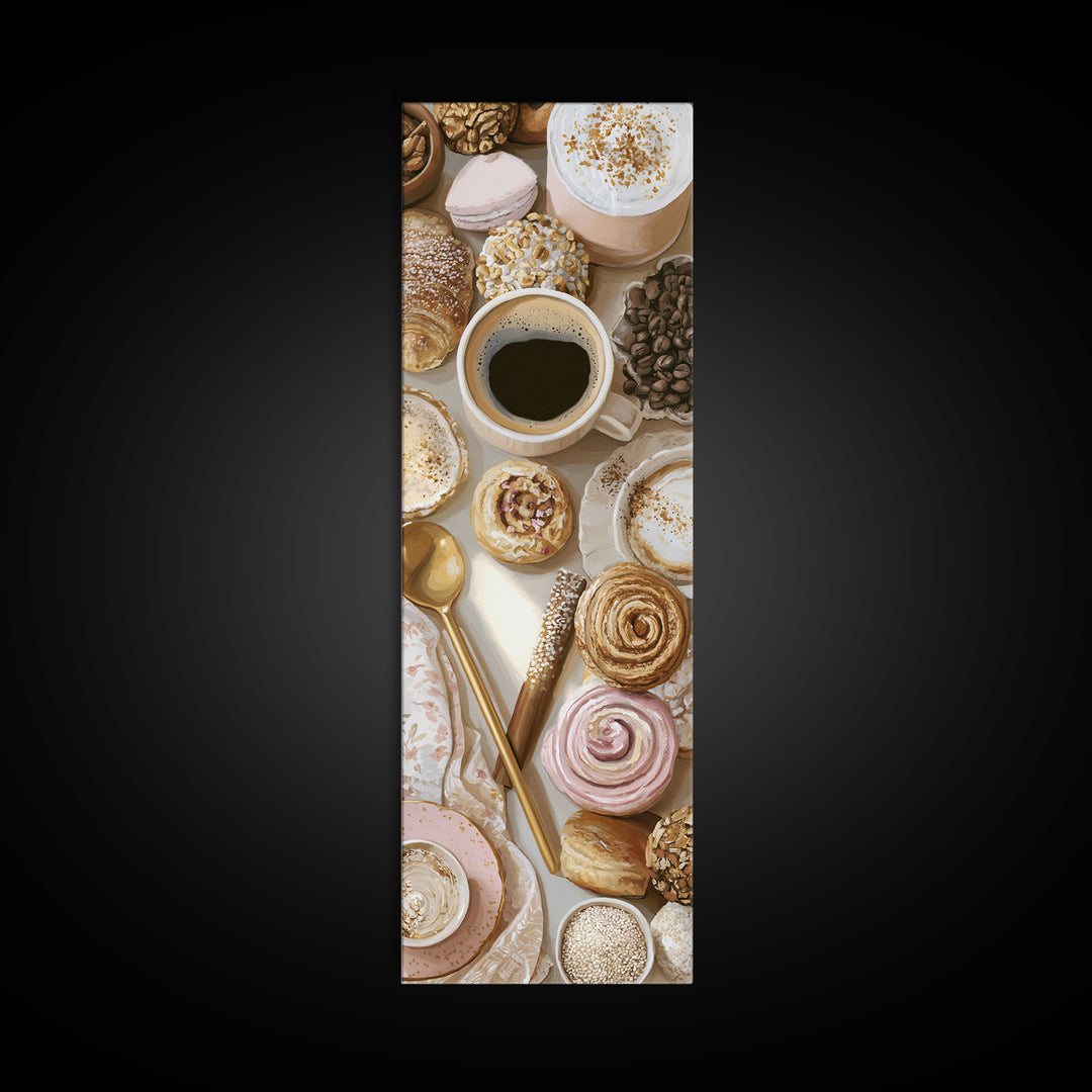 Coffee and Pastry Scene for Breakfast Nook Canvas Print, Dining Room Art, Dining Room Wall Art, Dining Room Decor, Dining, DRA-1x3-98
