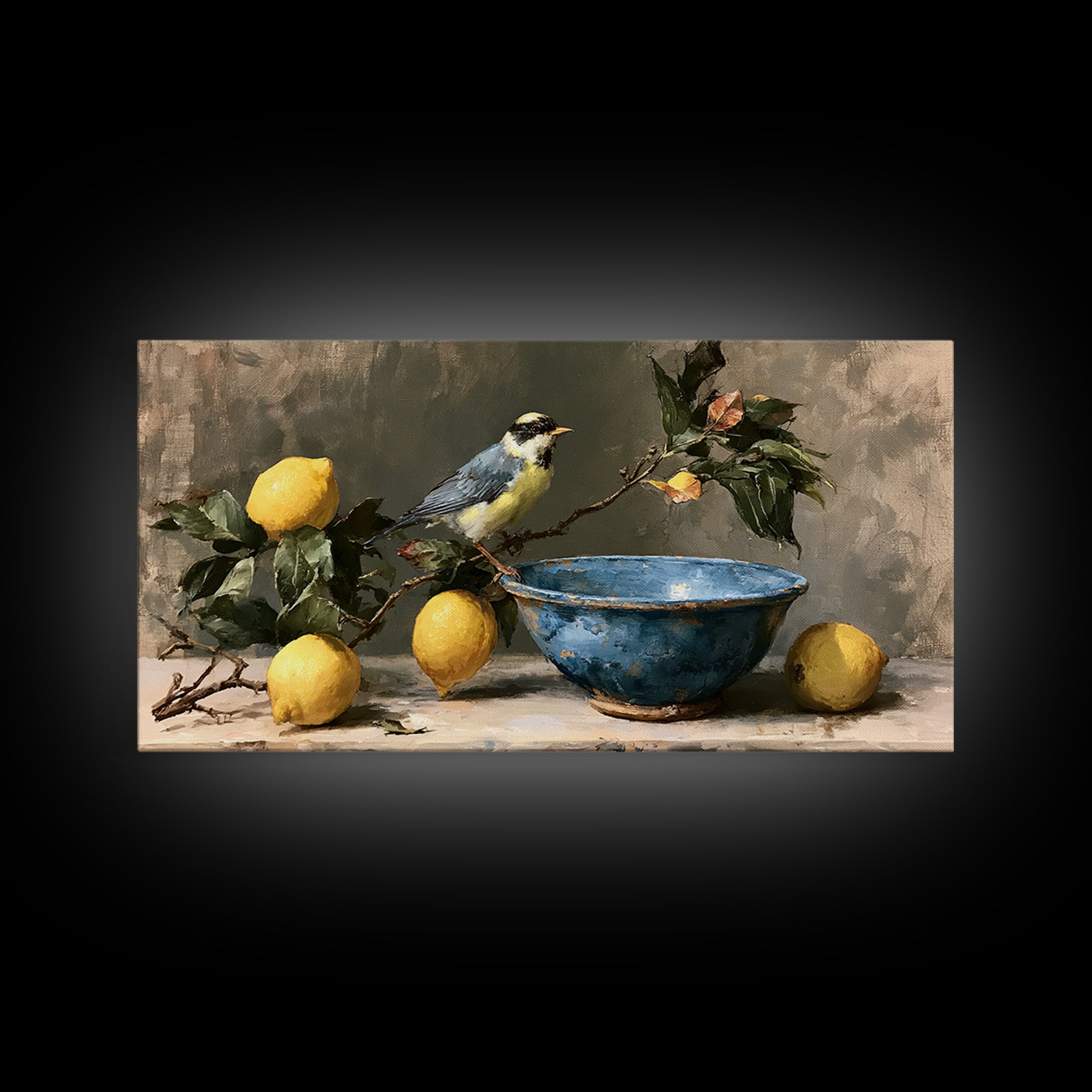 Italian Lemon Branch Framed Canvas Print, Dining Room Art, Art Print, Dining Room Decor, Oil Painting, Dining, Abstract Art, DRA-2x1-1