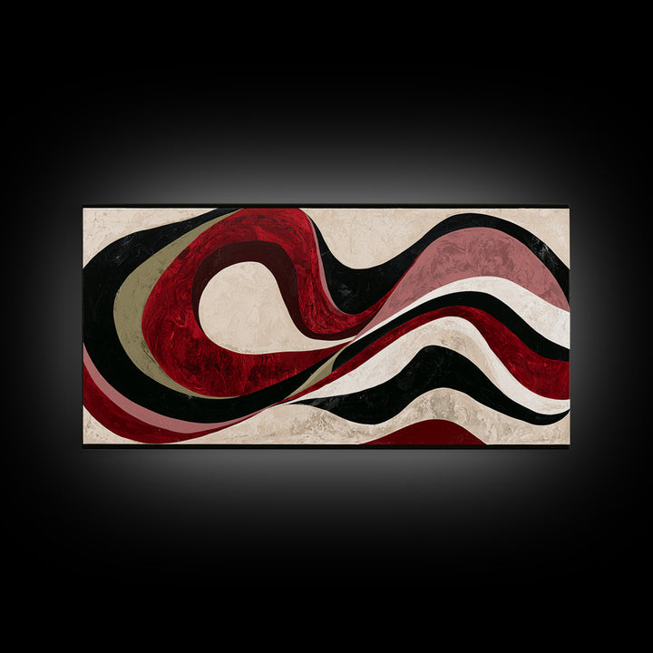 Abstract Red Wine Swirl Framed Canvas Print, Dining Room Art, Dining Room Wall Art, Dining Room Decor, Abstract Art, Dining, DRA-2x1-14