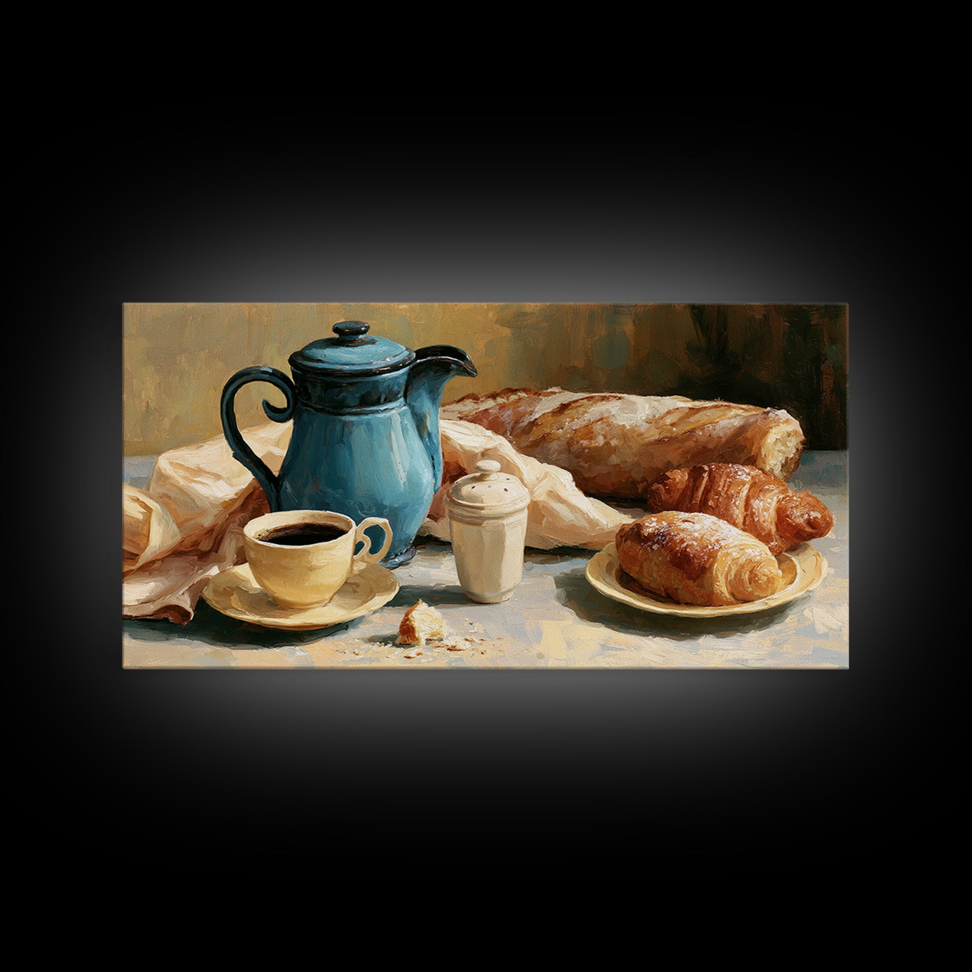 Coffee and Pastry Scene for Breakfast Nook Framed Canvas Print, Dining Room Art, Fine Art Print, Dining Room Decor, Dining, DRA-2x1-34