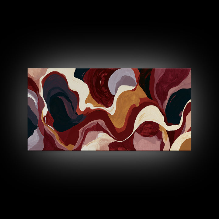 Abstract Red Wine Swirl Framed Canvas Print, Dining Room Art, Dining Room Wall Art, Dining Room Decor, Abstract Art, Dining, DRA-2x1-38