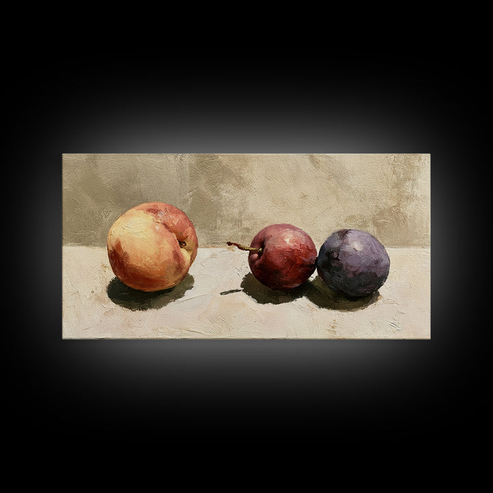 Peach and Plum Still Life Framed Canvas Print, Dining Room Art, Wall Art, Dining Room Decor, Fine Art, Dining, Printable Art, DRA-2x1-40