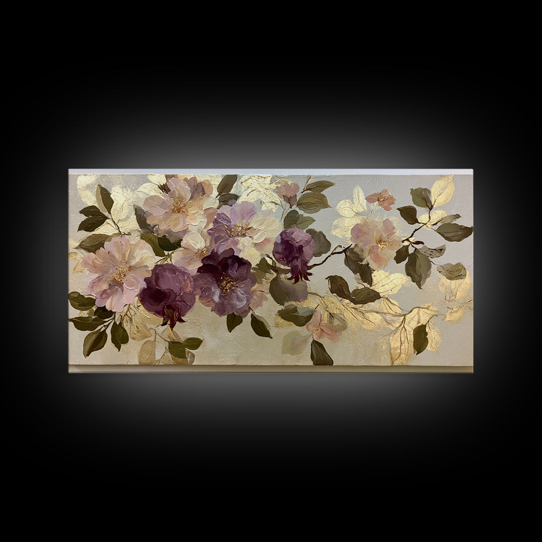 Pomegranate and Gold Leaf Botanical Study Canvas Print, Dining Room Art, Print, Dining Room Decor, Watercolor Art, Dining, DRA-2x1-52