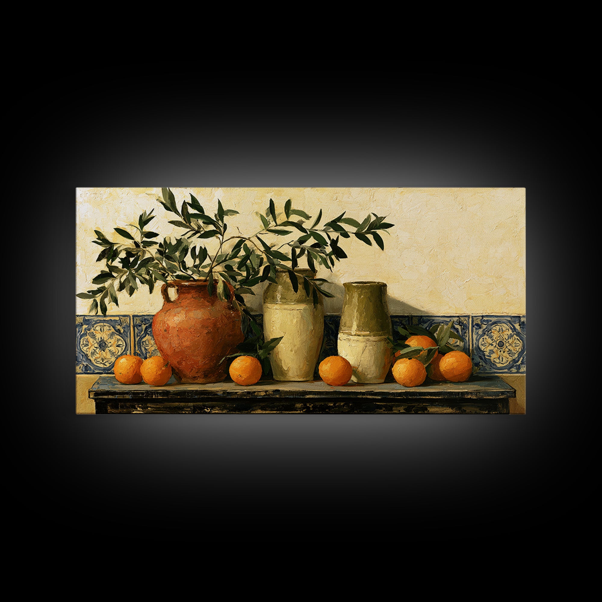 Mediterranean Olive Branch and Citrus Arrangement Canvas Print, Dining Room Art, Printable Wall Art, Dining Room Decor, Dining, DRA-2x1-56