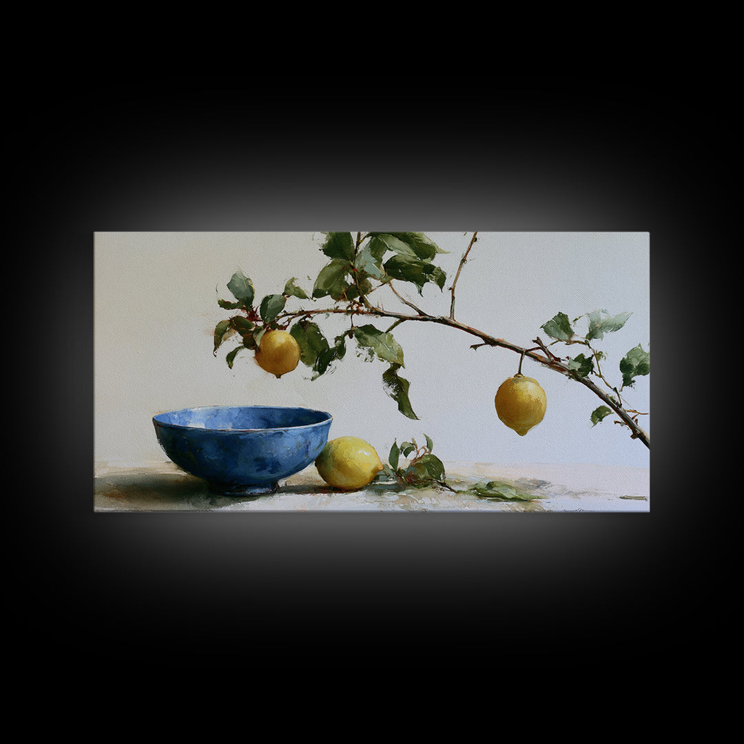 Italian Lemon Branch Canvas Print, Dining Room Art, Wall Art, Dining Room Decor, Watercolor Art, Dining, Printable Art, DRA-2x1-73