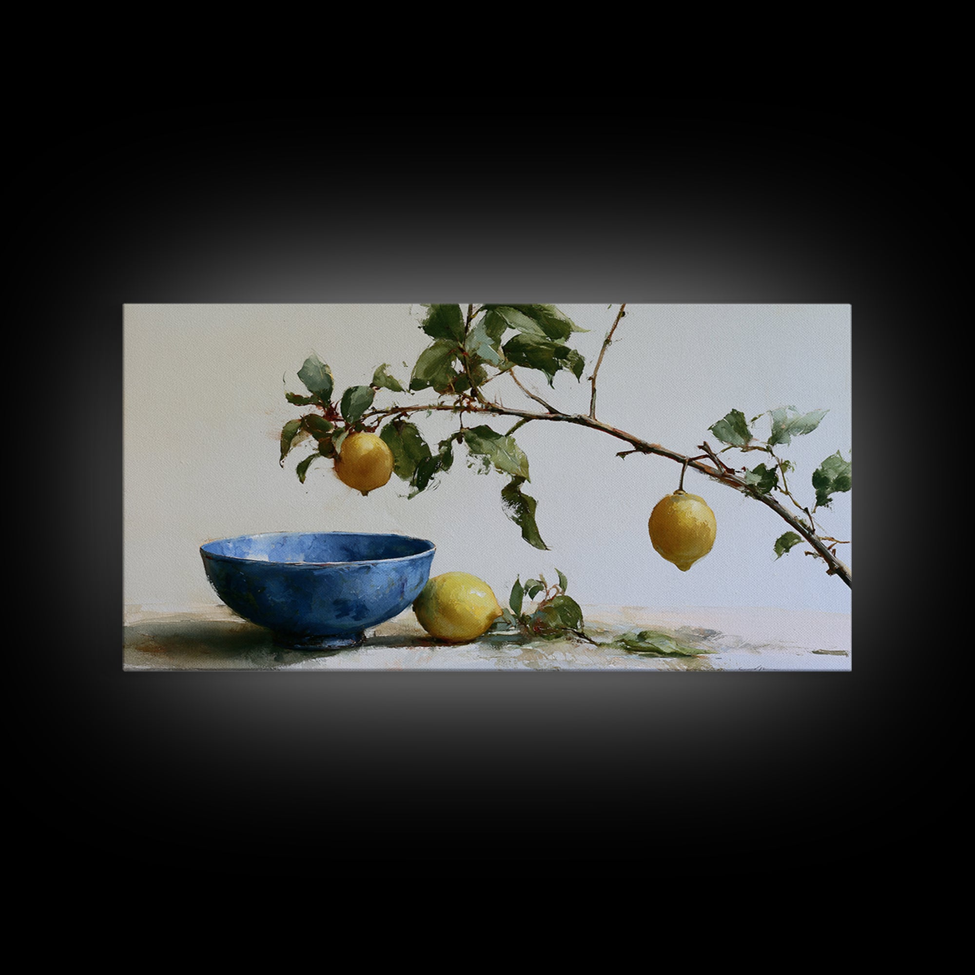 Italian Lemon Branch Canvas Print, Dining Room Art, Wall Art, Dining Room Decor, Watercolor Art, Dining, Printable Art, DRA-2x1-73