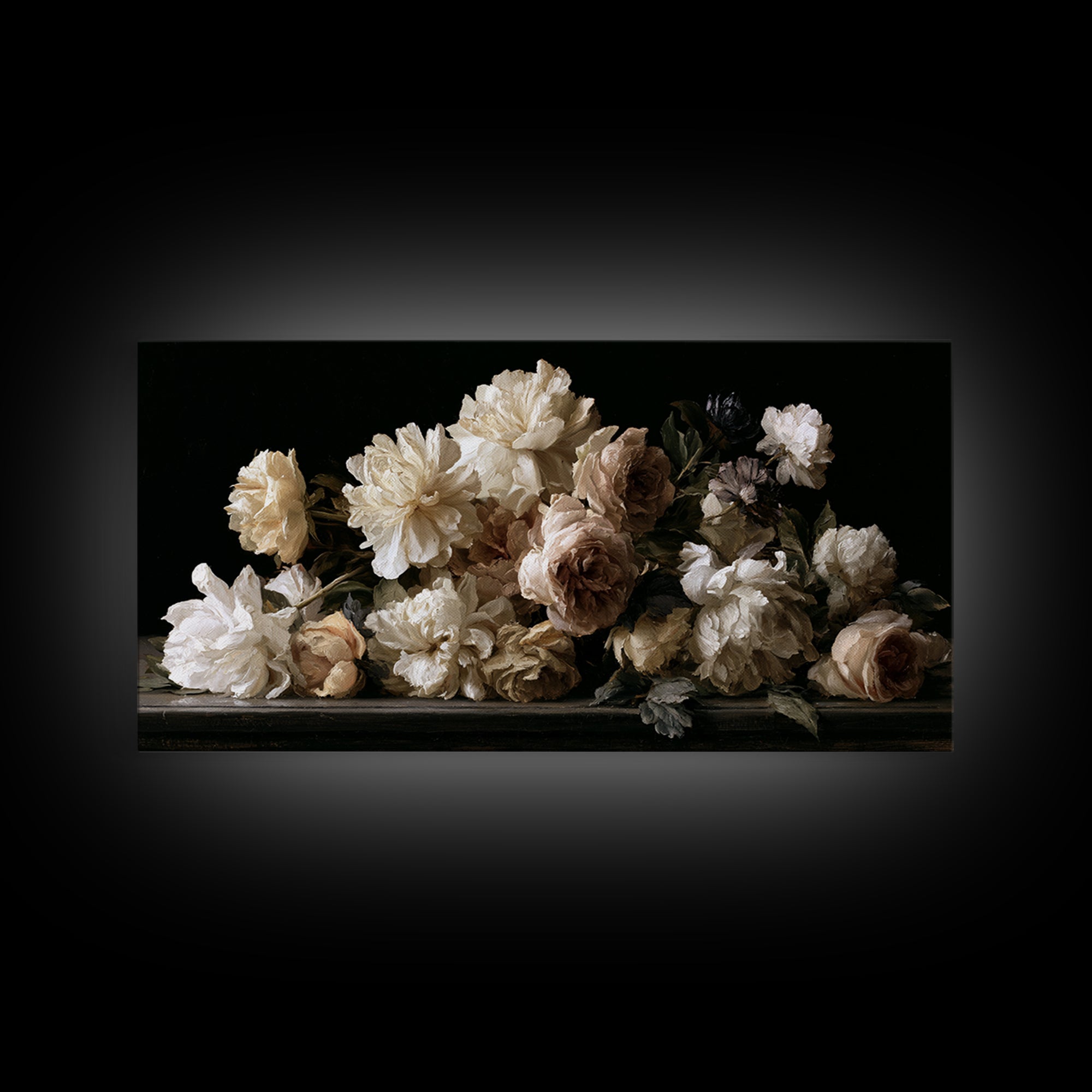 Moody Dark Background Bouquet for Formal Dining Canvas Print, Dining Room Art, Set of 3 Prints, Dining Room Decor, Dining, DRA-2x1-79